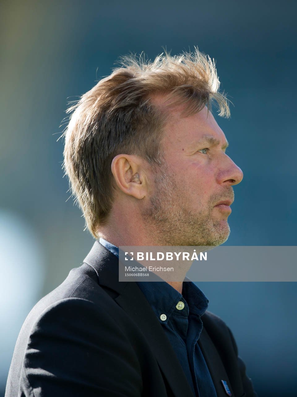 Häckens tränare Peter Gerhardsson efter fotbollsmatchen i Allsvenskan mellan Häcken och AIK den 6 juni 2015 i Göteborg.