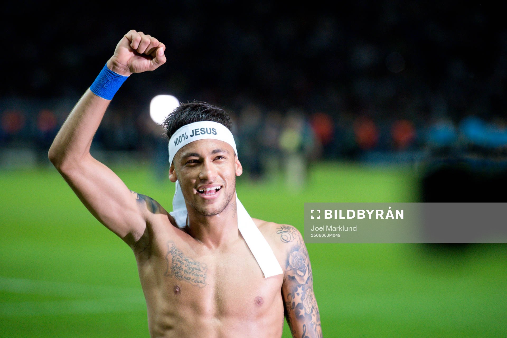 Barcelonas Neymar jublar efter finalen i Champions League mellan Juventus och Barcelona den 6 juni 2015 i Berlin.