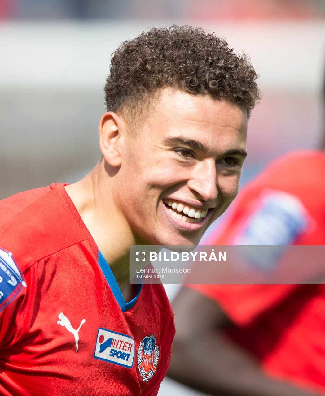 Helsingborgs Jordan Larsson har gjort 1-0 och jublar i
