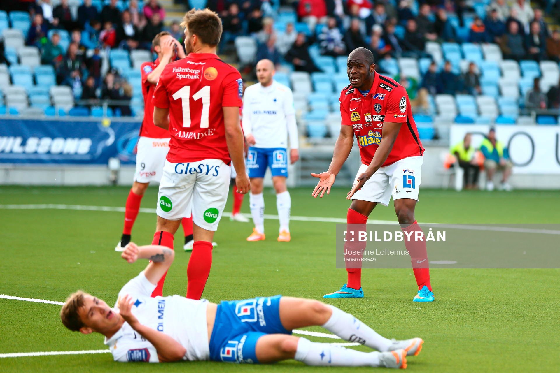 Falkenbergs Hakeem Araba reagerar vid Norrköpings Linus