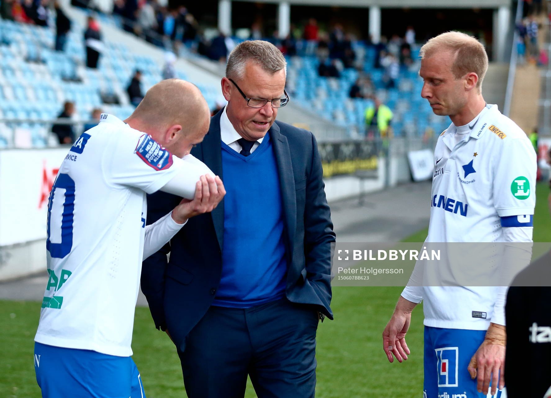 Norrköpings Daniel Sjölund, tränare Jan Andersson och