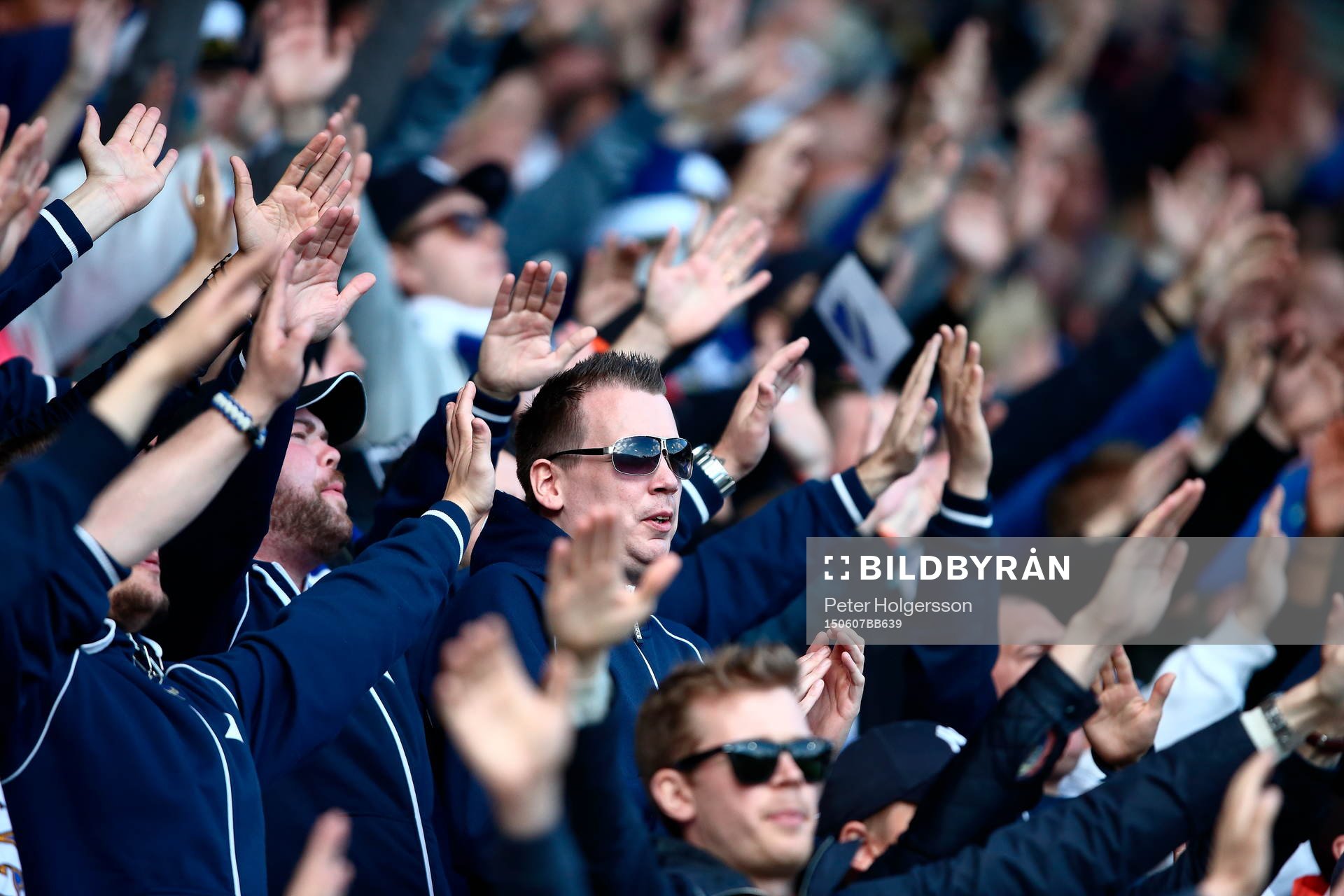 Norrköpings supporters i matchen mellan Norrköping och Falkenberg i Allsvenskan i fotboll den 07 juni 2015 i Norrköping.