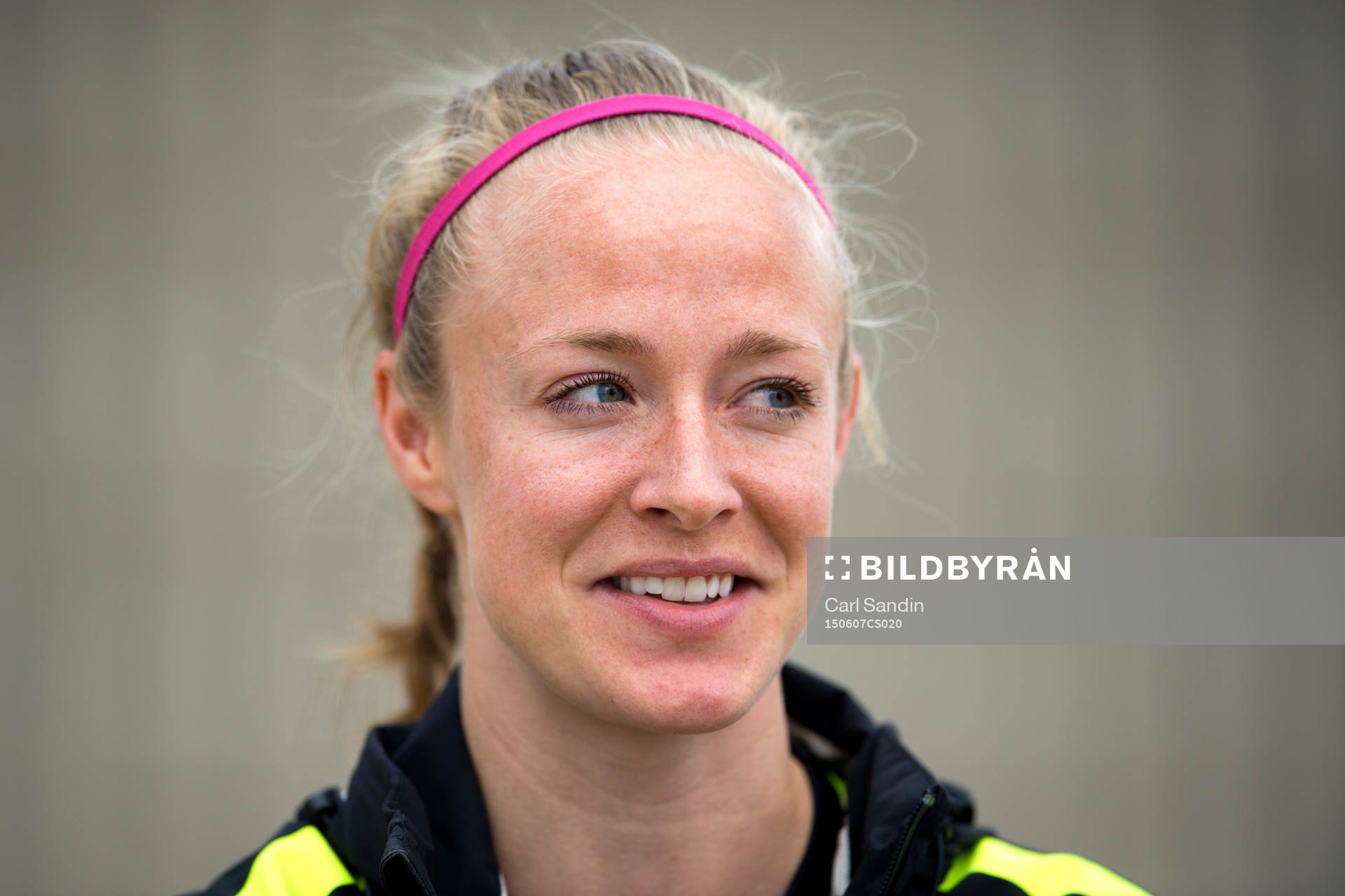 s Becky Sauerbrunn på en presskonferens innan en träning