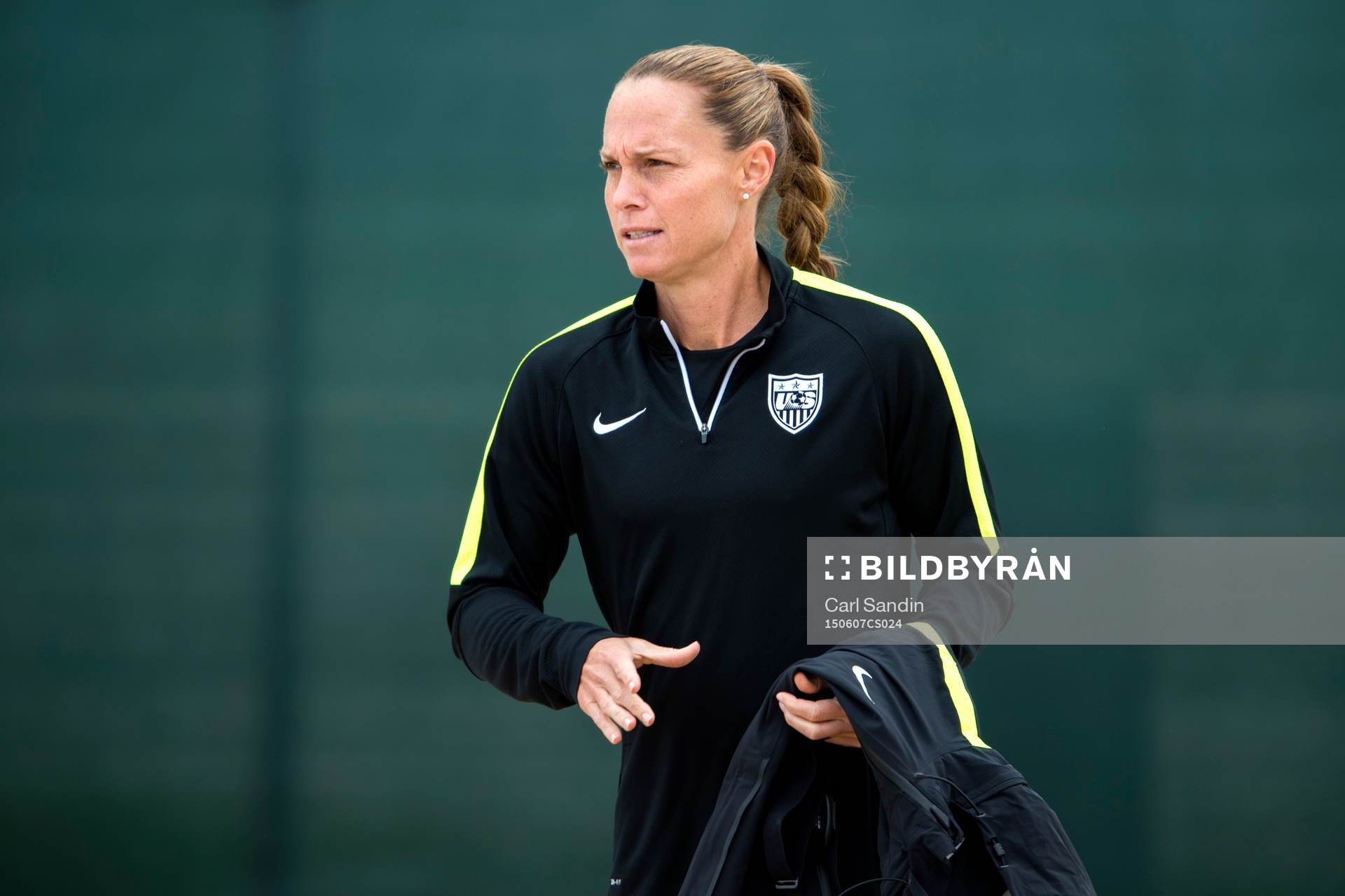 USA:s Christie Rampone under en träning den 7 juni 2015 i Winnipeg.