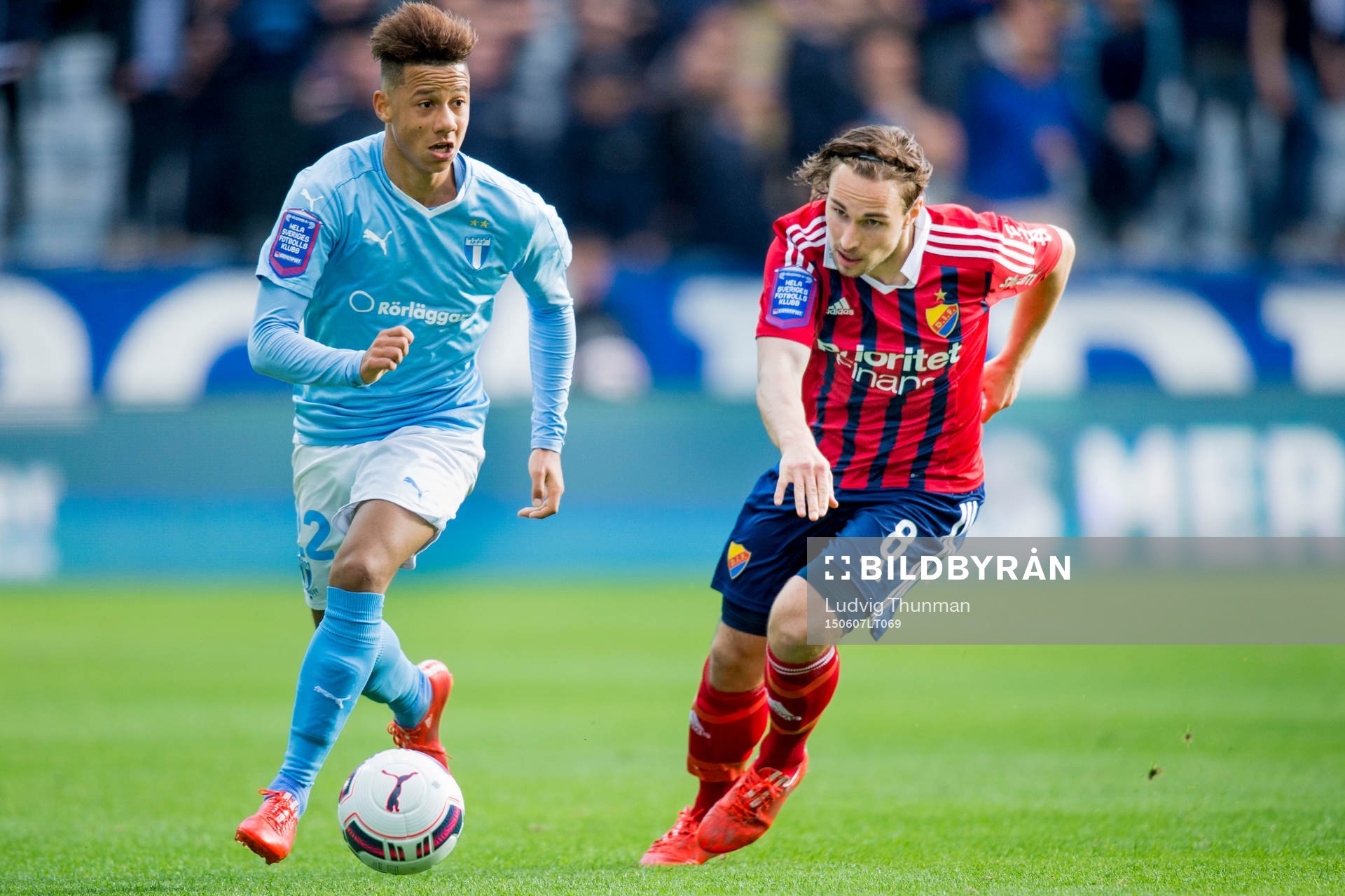 Malmö FFs Tobias Sana och Djurgårdens Kevin Walker