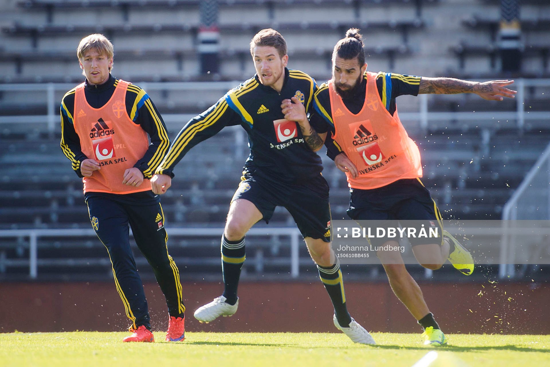 Sveriges Emil Forsberg, Marcus Rohdén och Jimmy Durmaz