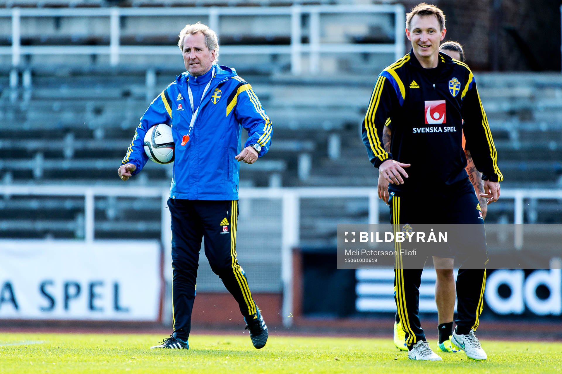 Sveriges förbundskapten Erik Hamrén och Kim Källström