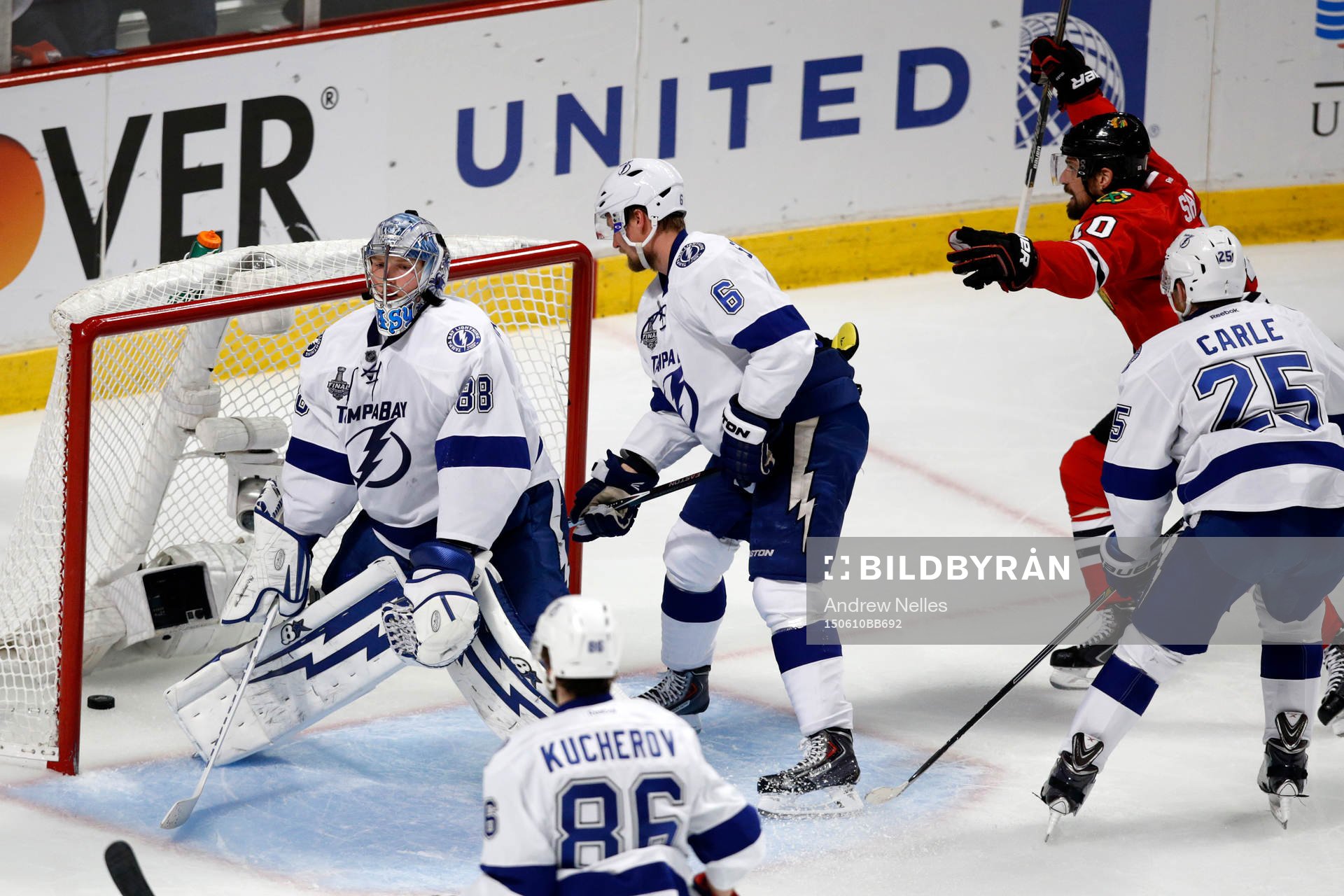 Tampa Bay Lightning goalie Andrei Vasilevskiy (88) reacts