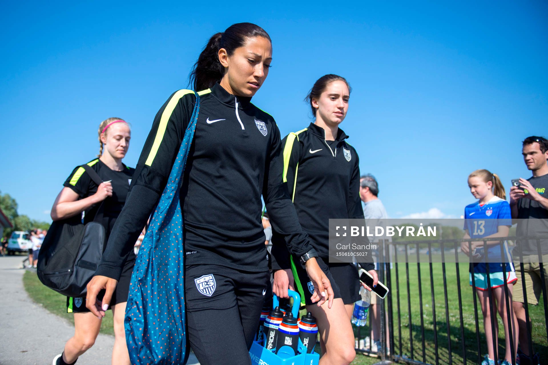 USA:s Christen Press under en pressträff med USA:s landslag den 10 juni 2015 i Winnipeg.