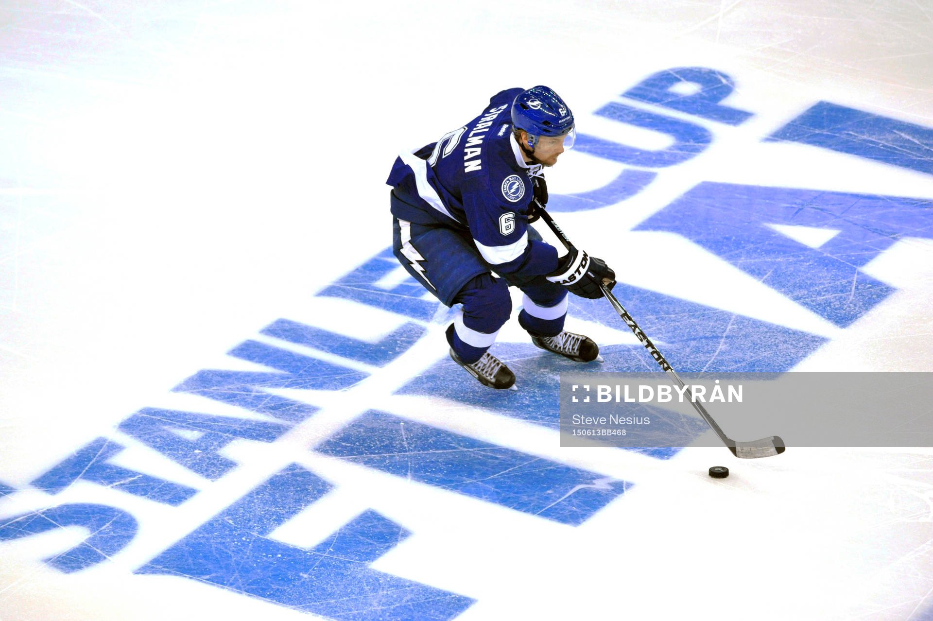 Tampa Bay's Anton Stralman moves the puck