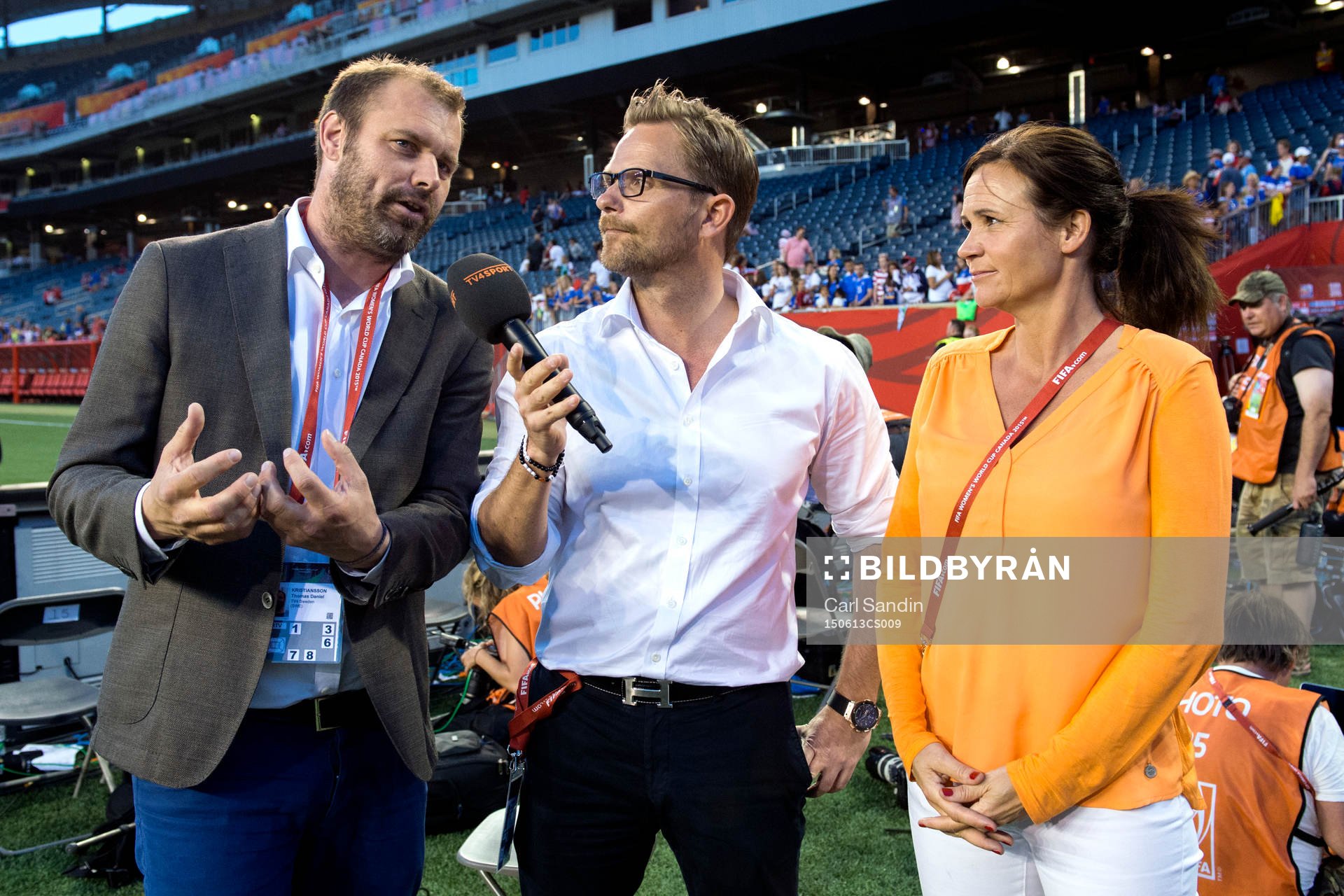 Daniel Kristiansson, Max Grinndal och Malin Swedberg, TV4