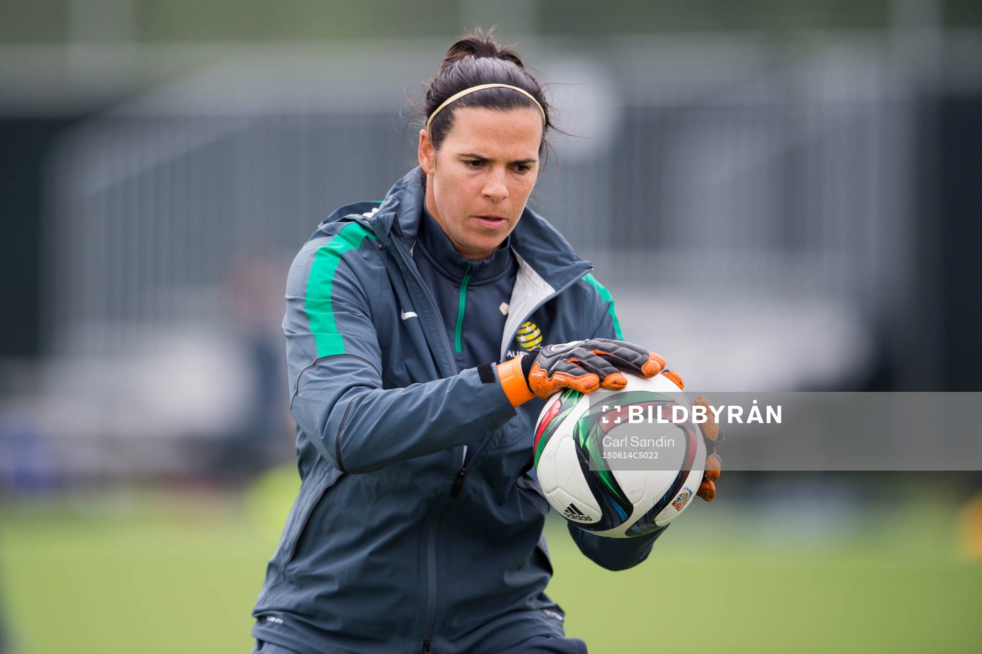 Australiens målvakt Lydia Williams under en träning med australiens landslag den 14 juni 2015 i Winnipeg.