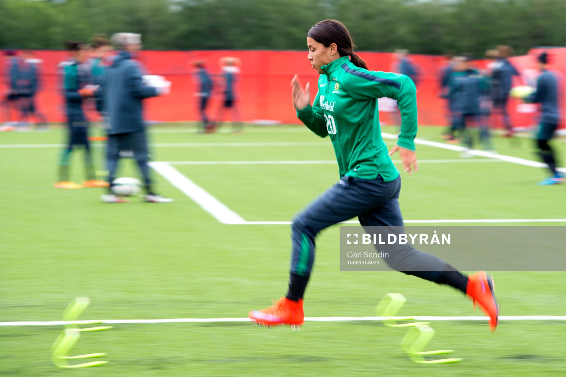 Australiens Samantha Kerr under en träning med australiens landslag den 14 juni 2015 i Winnipeg.
