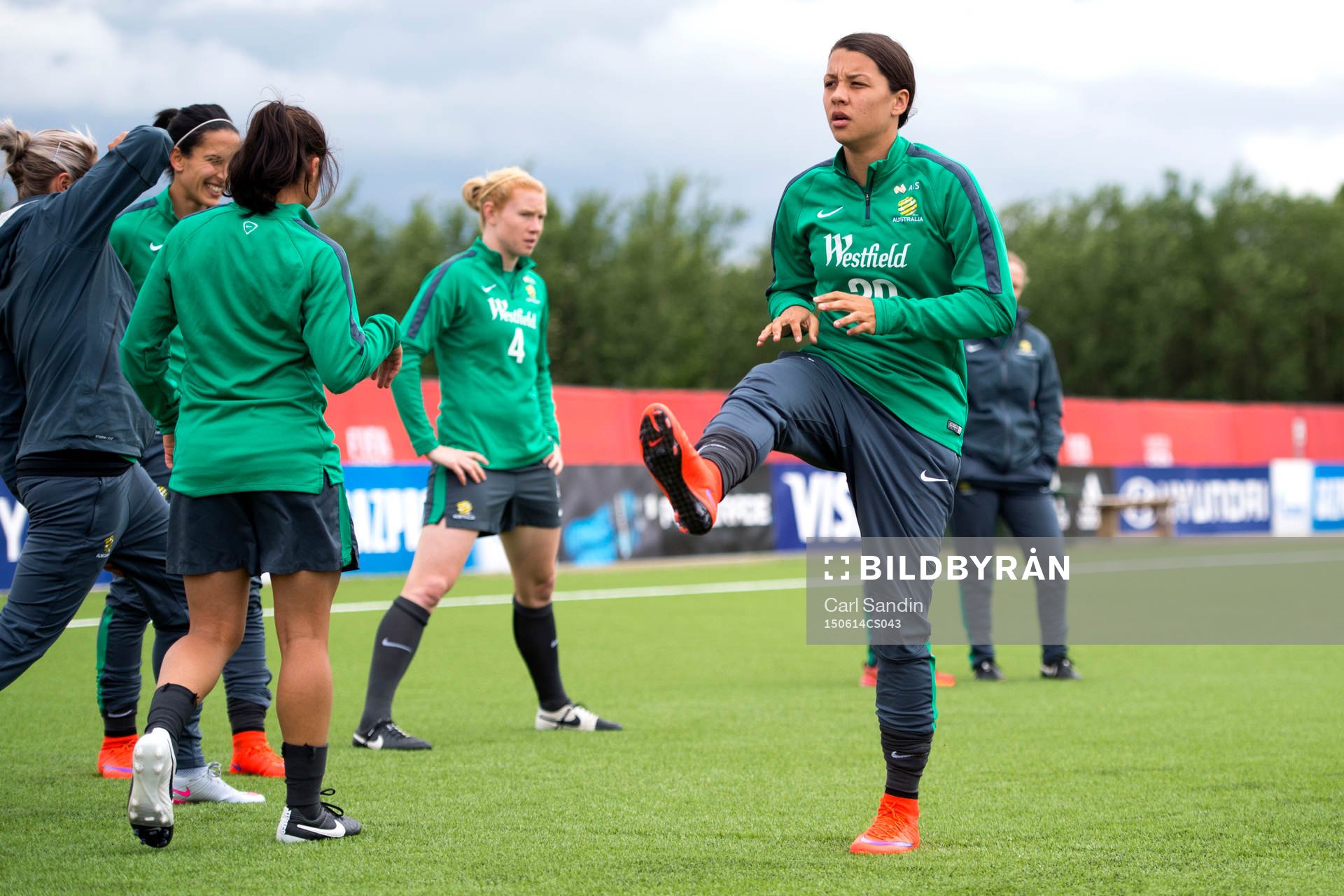 Australiens Samantha Kerr under en träning med australiens landslag den 14 juni 2015 i Winnipeg.