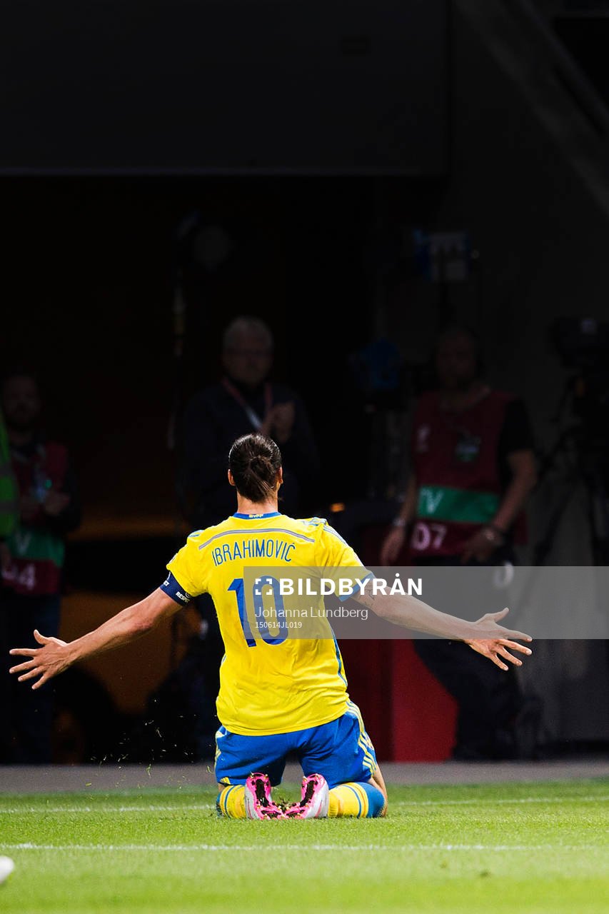 Sveriges Zlatan Ibrahimovic jublar