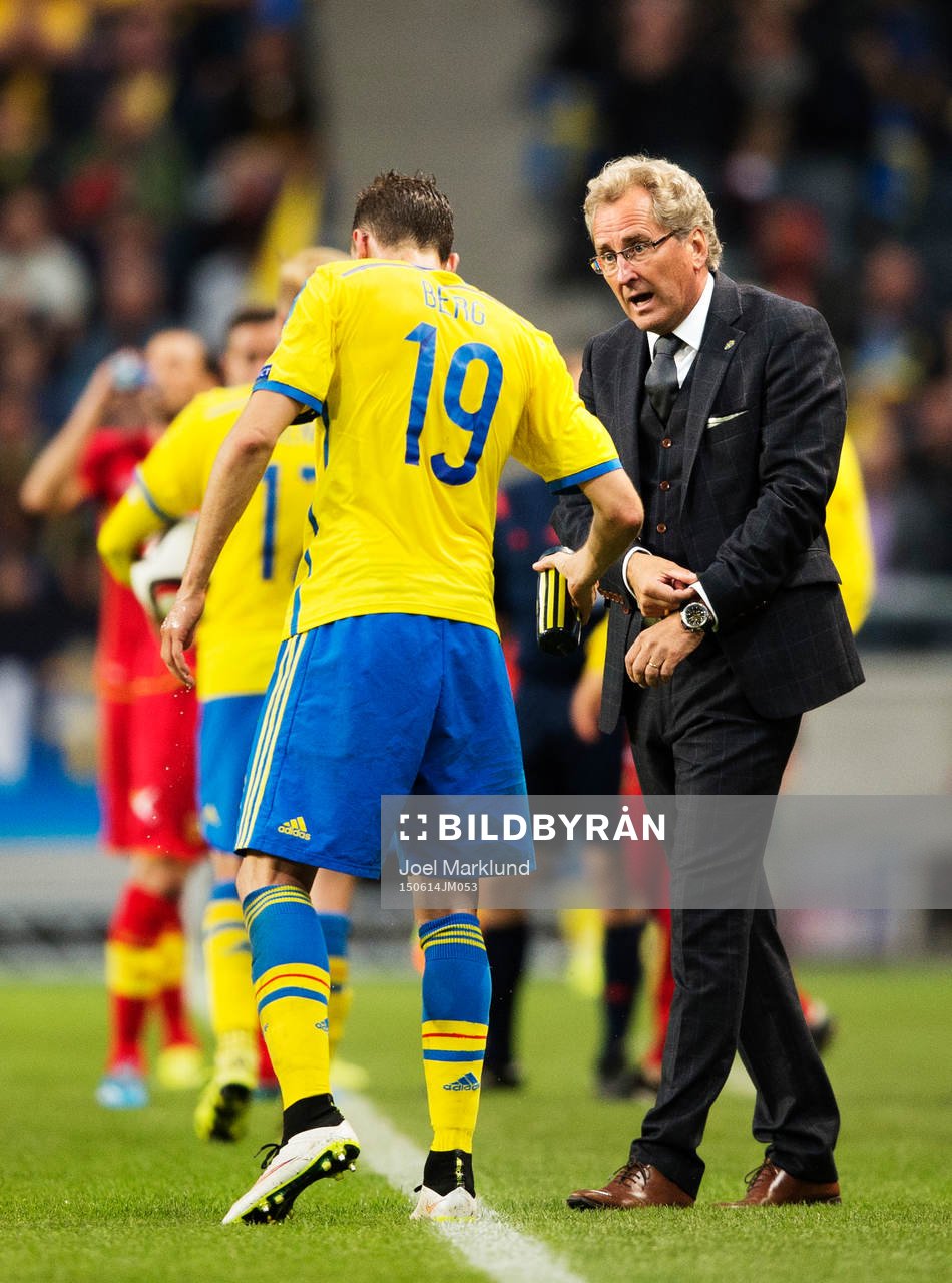 Sveriges Marcus Berg och förbundskapten Erik Hamrén