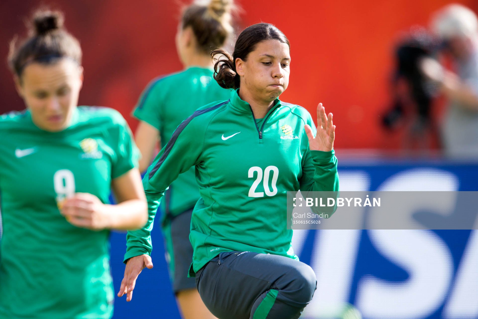 Australiens Samantha Kerr under en träning med australiens landslag den 15 juni 2015 i Edmonton.