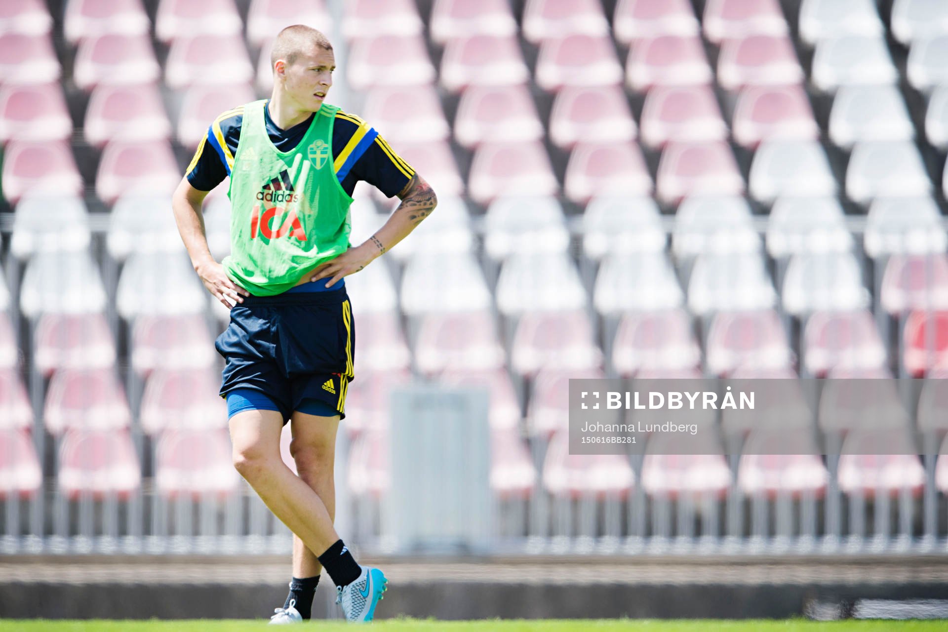Sveriges Victor Nilsson Lindelöf under en träning med det svenska U21 landslaget den 16 juni 2015 i Brno.