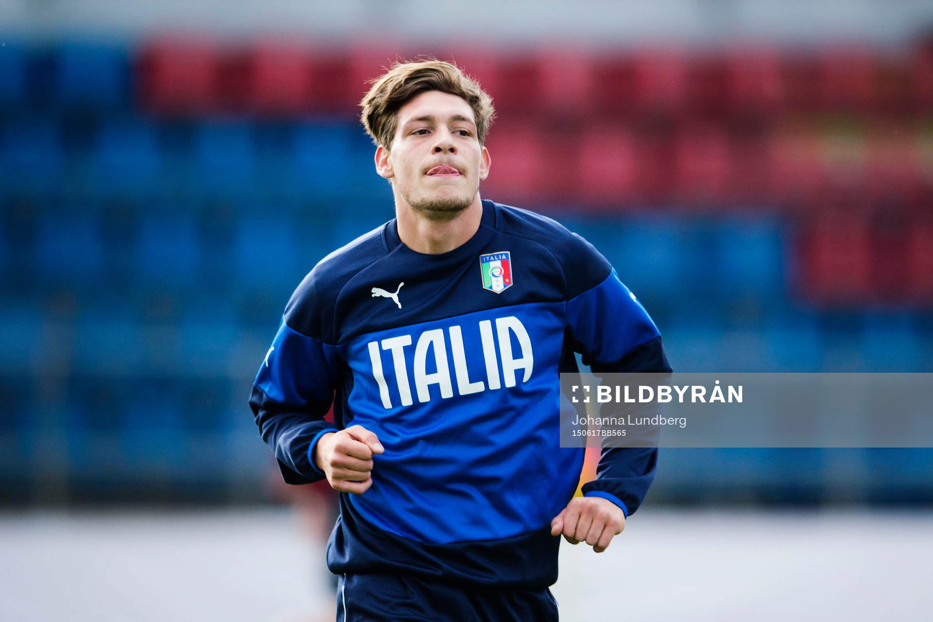 Italiens Andrea Belotti under en träning med det italienska U21 landslaget den 17 juni 2015 i Olomouc.
