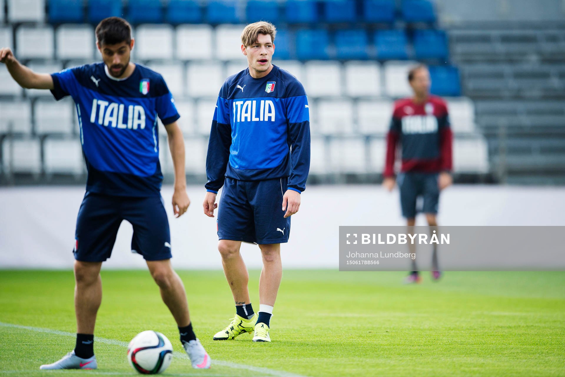 Italiens Andrea Belotti under en träning med det italienska U21 landslaget den 17 juni 2015 i Olomouc.
