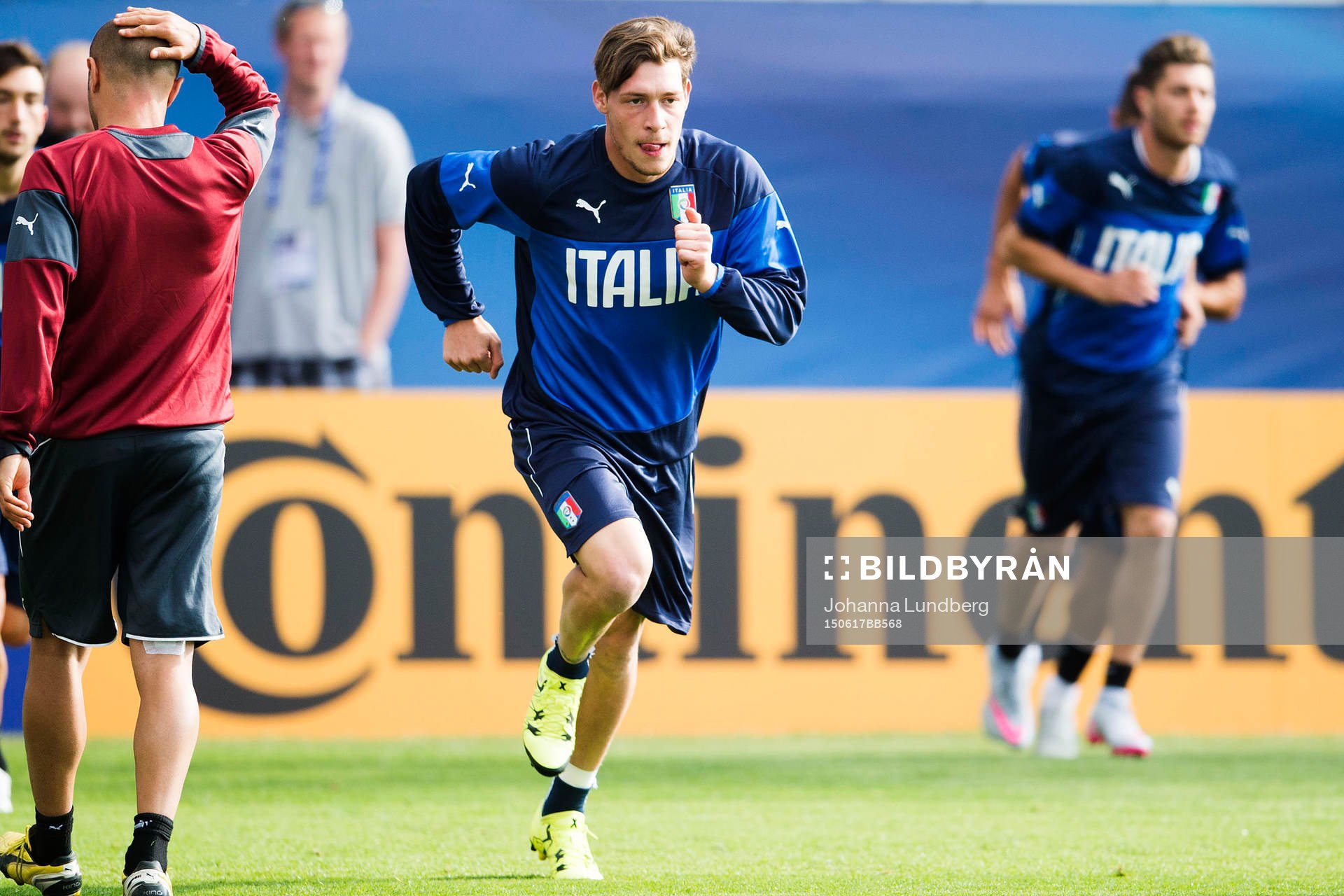 Italiens Andrea Belotti under en träning med det italienska U21 landslaget den 17 juni 2015 i Olomouc.