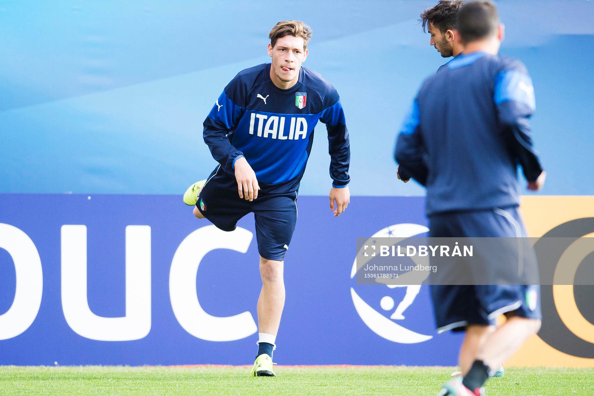 Italiens Andrea Belotti under en träning med det italienska U21 landslaget den 17 juni 2015 i Olomouc.