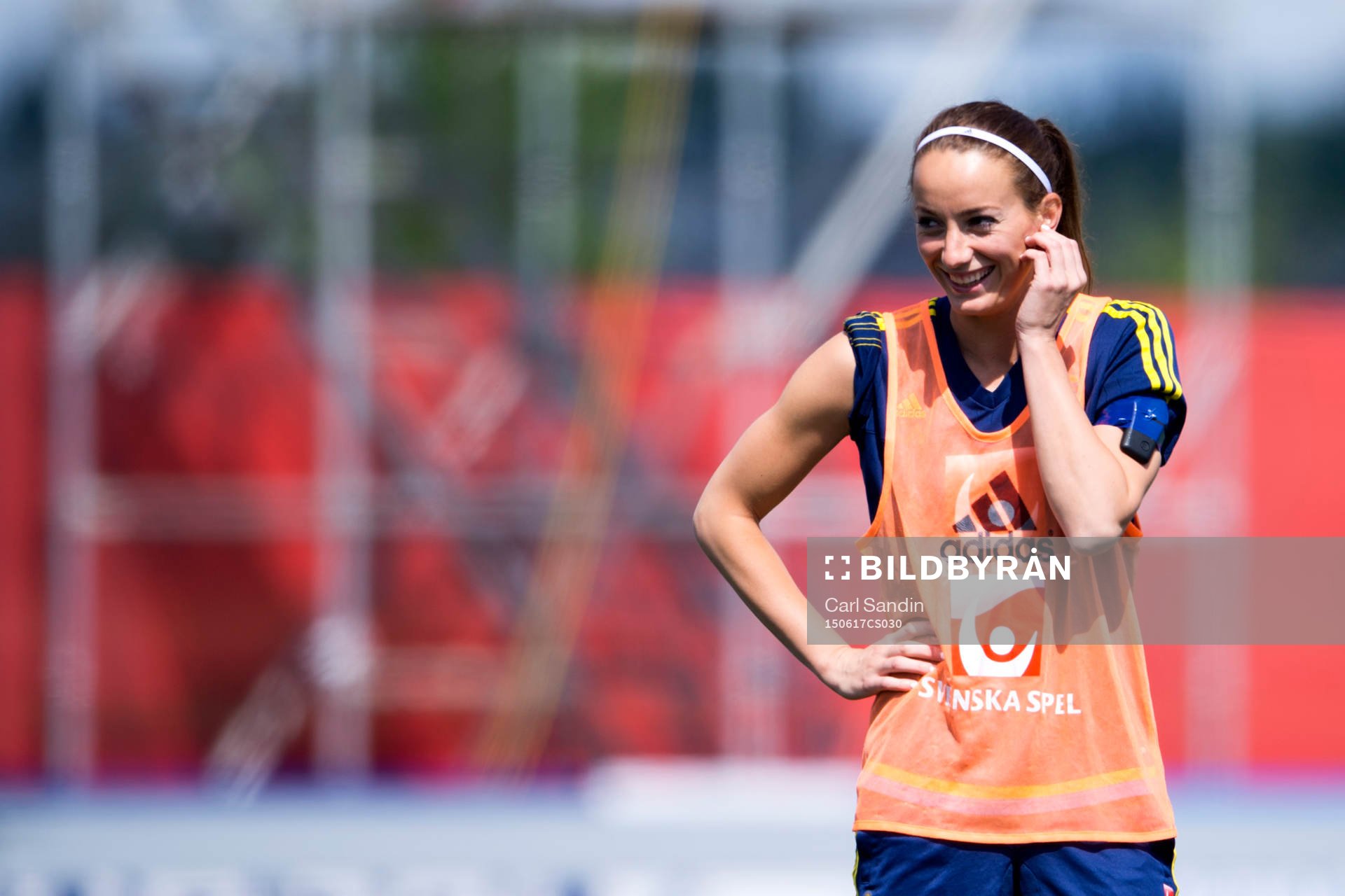 Sveriges Kosovare Asllani under en träning med det svenska landslaget den 17 juni 2015 i Edmonton.