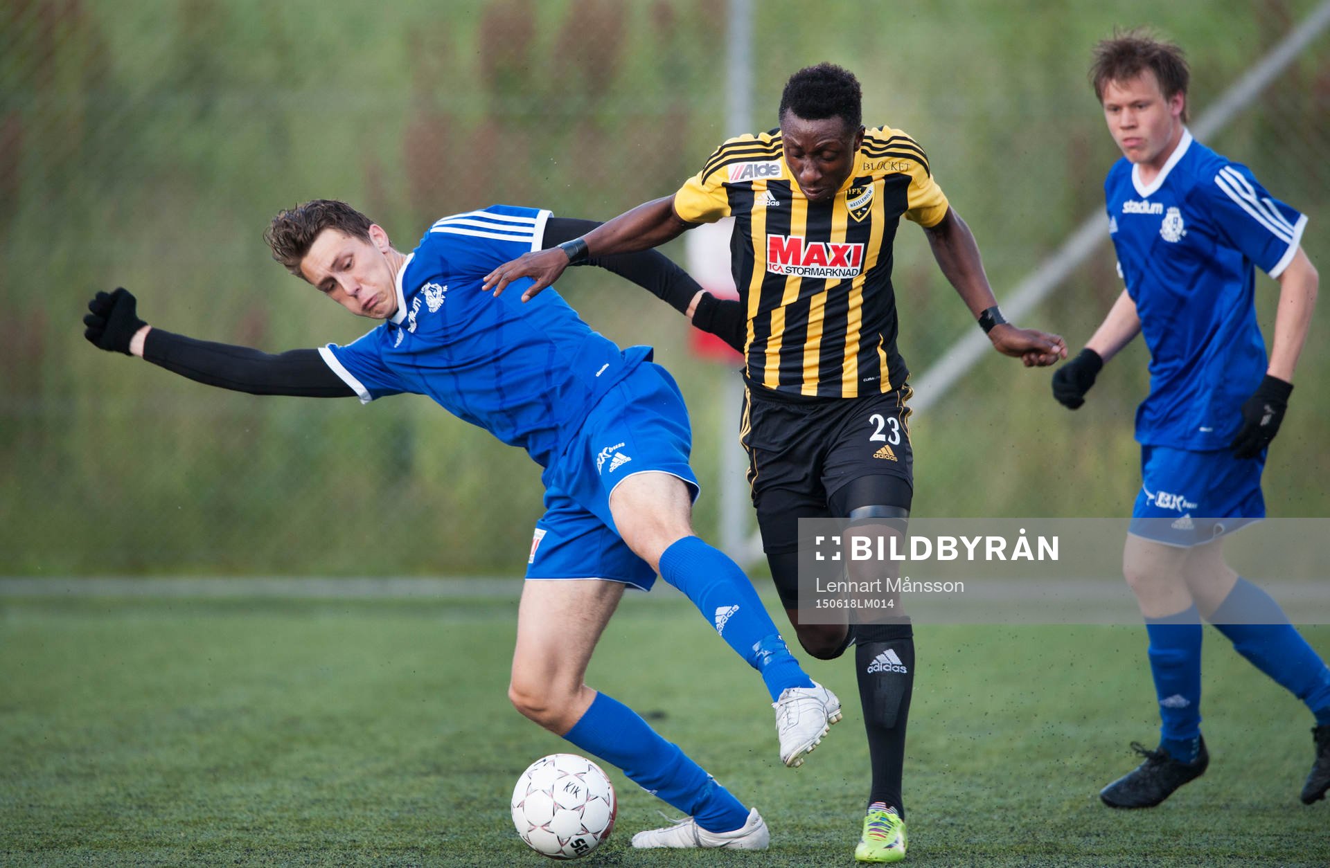 IFK Hässleholms Waxiu Shehu i matchen i division 2 mellan Kvarnby och IFK Hässleholm i Malmö 18 juni 2015.