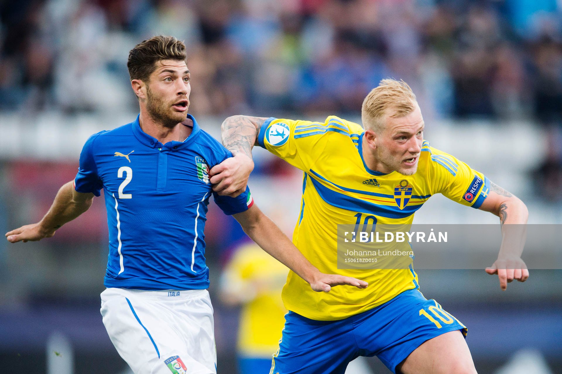 under fotbollsmatchen i U21-EM mellan Italien och Sverige