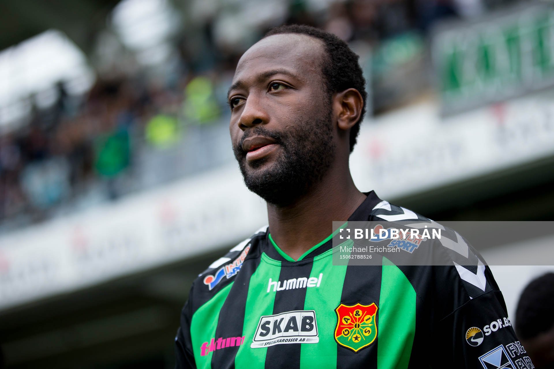GAIS Reuben Ayarna innan fotbollsmatchen i Superettan