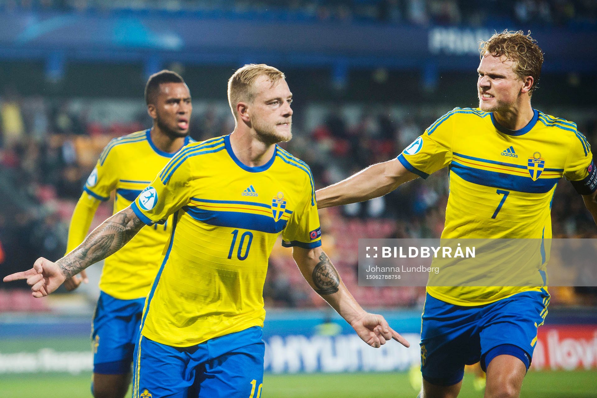 Sveriges Isaac Kiese Thelin, John Guidetti och Oscar