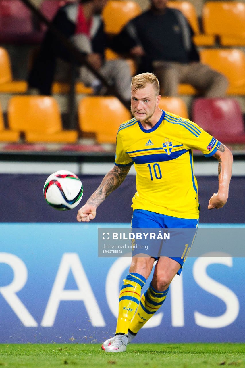Sveriges John Guidetti fotbollsmatchen i U21-EM mellan