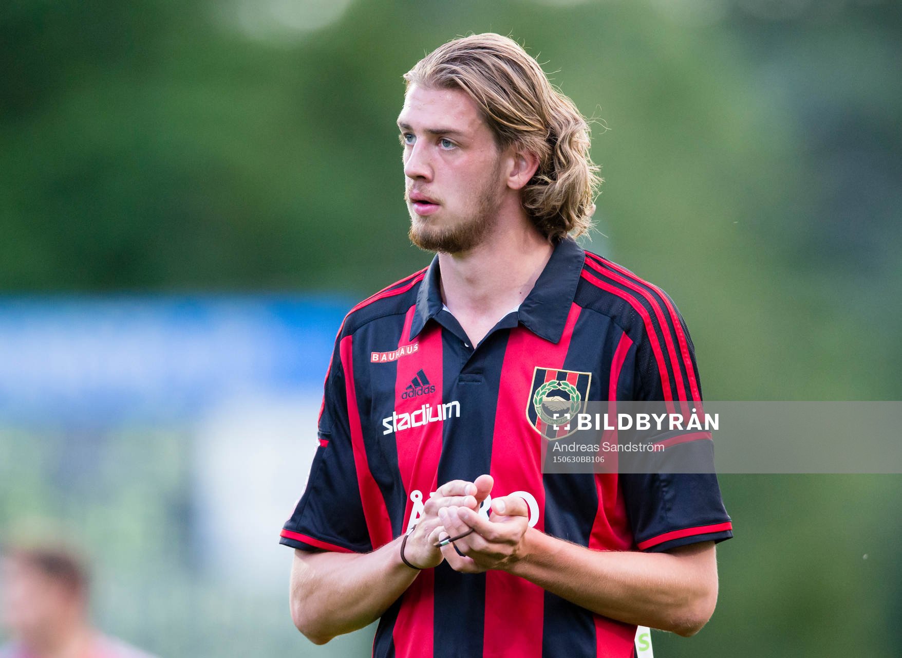 Brommapojkarnas Isak Nylén under fotbollsmatchen i Superettan mellan Brommapojkarna och Mjällby den 30 Juni 2015 i Stockholm. 