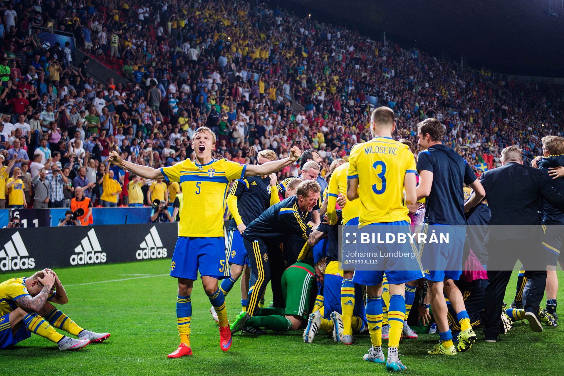 Sveriges Ludwig Augustinsson jublar