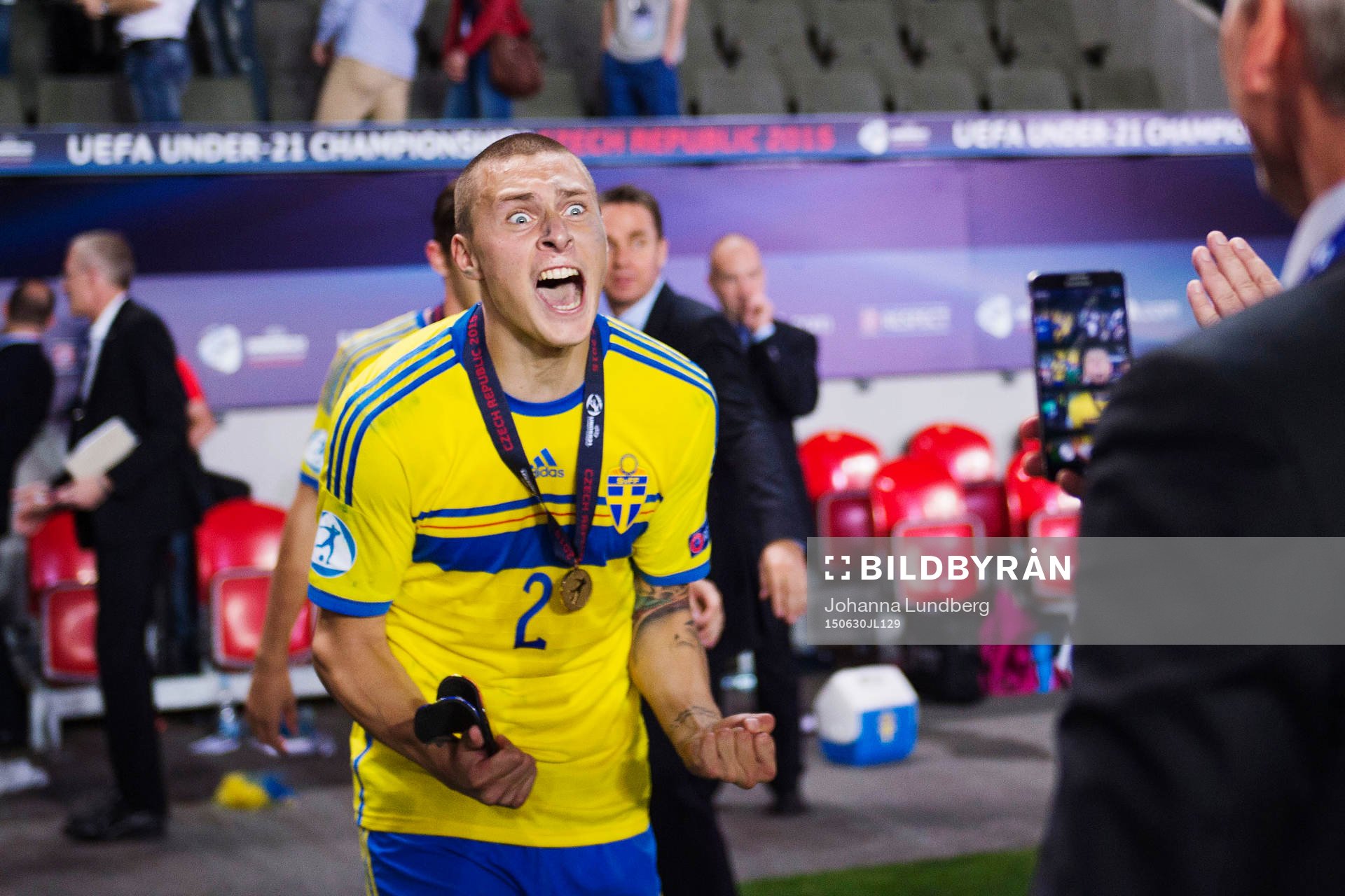 Sveriges Victor Nilsson Lindelöf jublar
