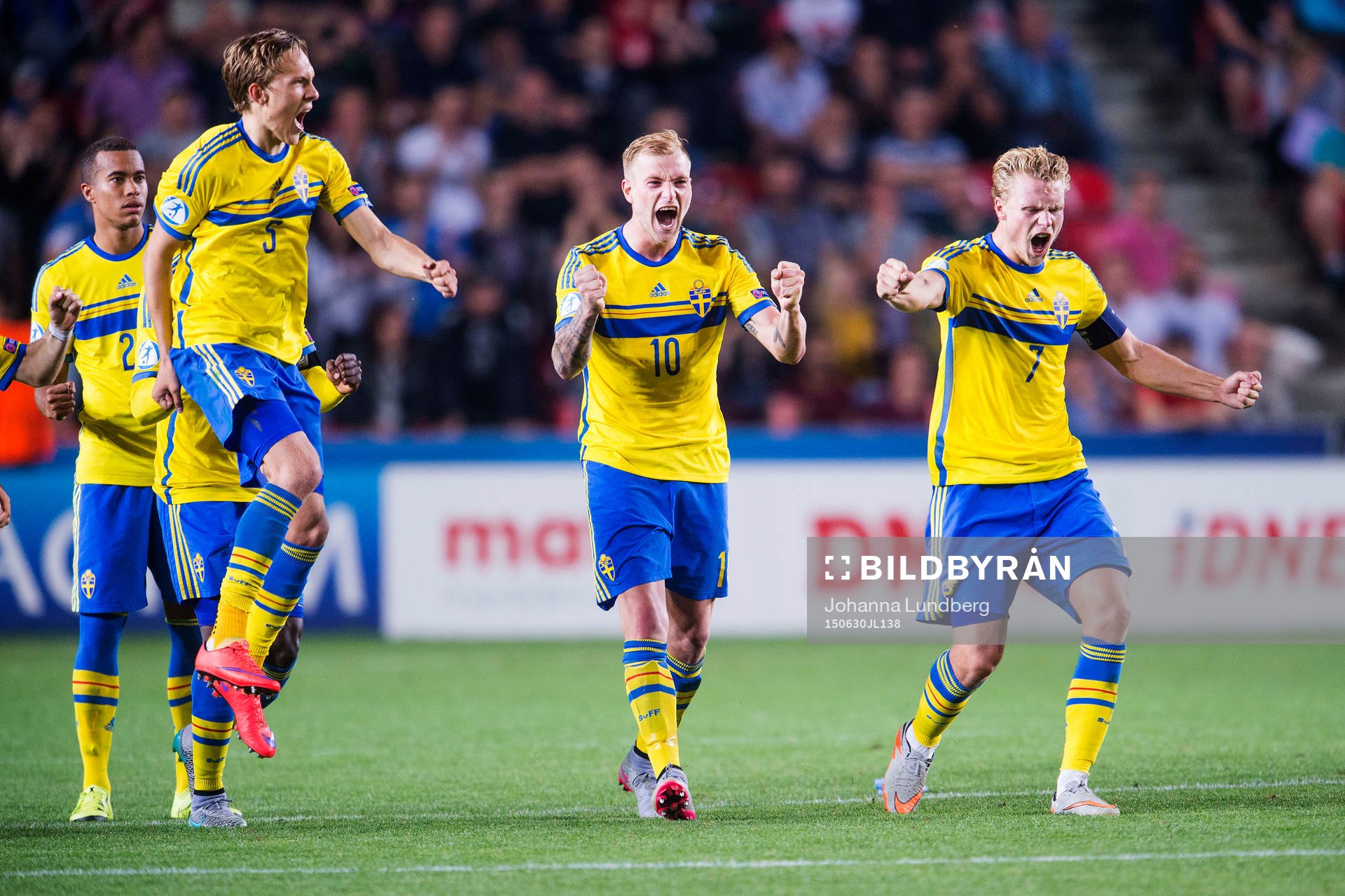 Sveriges Ludwig Augustinsson, John Guidetti och Oscar