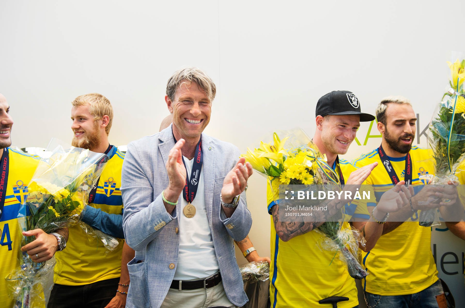 Filip Helander, förbundskapten Håkan Ericson, John