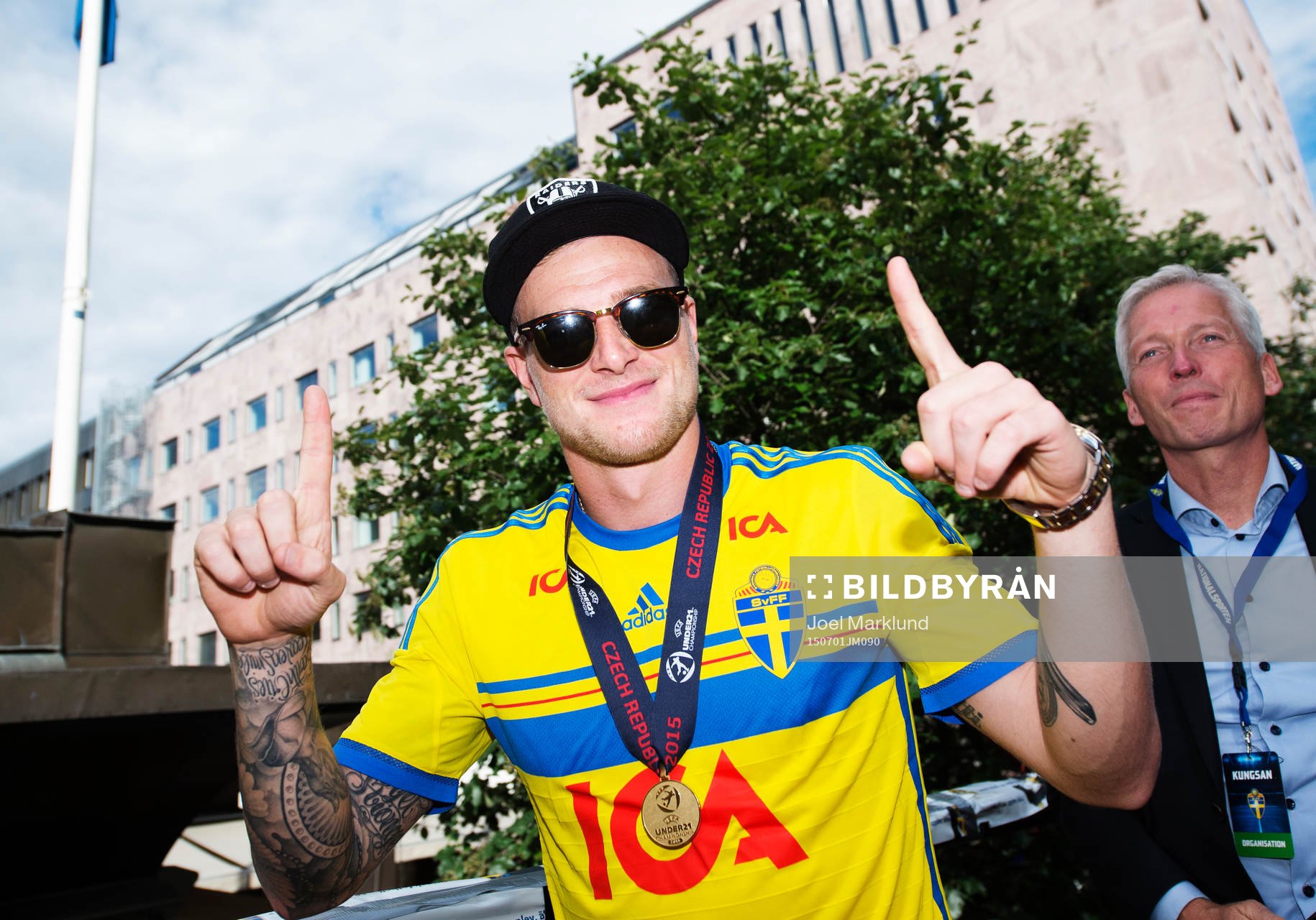 John Guidetti när Sveriges U21-landslag hyllas