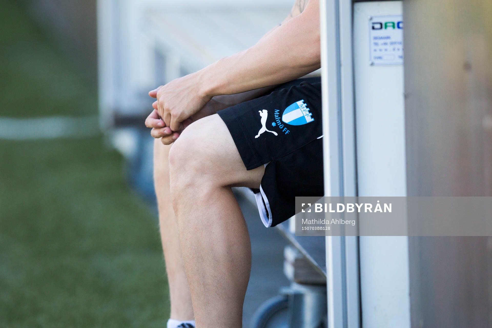 Malmö FF logga under Malmö FFs träning den 3 Juli 2015 i Malmö.