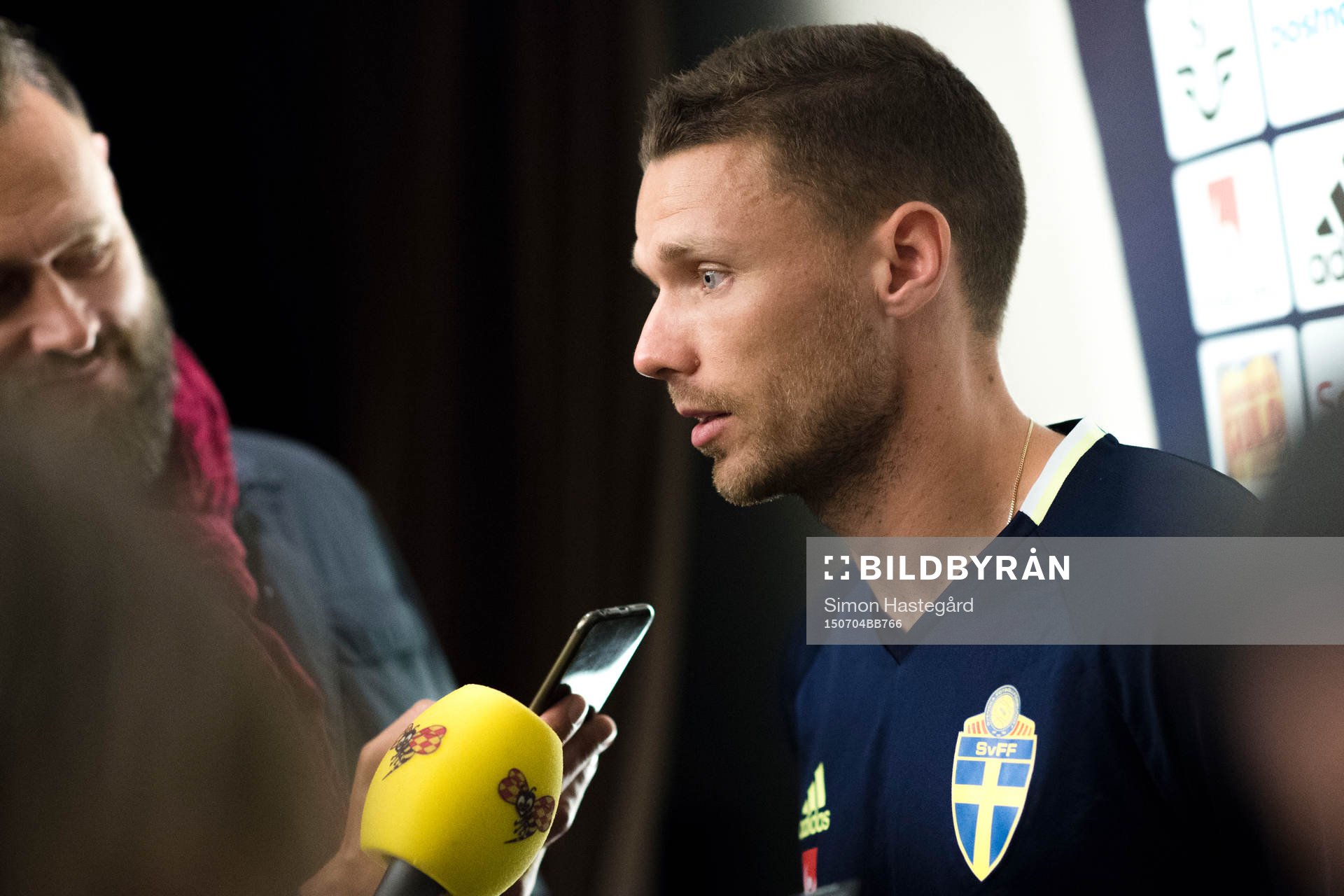 Marcus Berg i mixed zone
