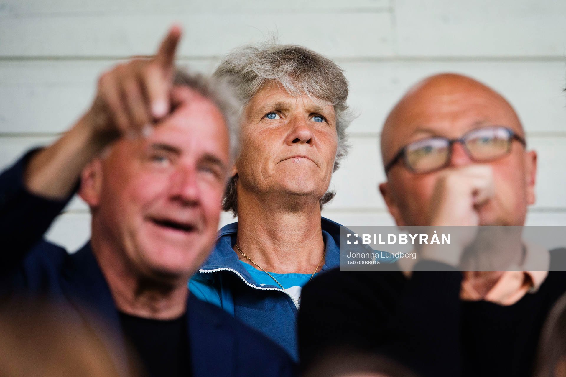 Sveriges förbundskapten Pia Sundhage på läktaren