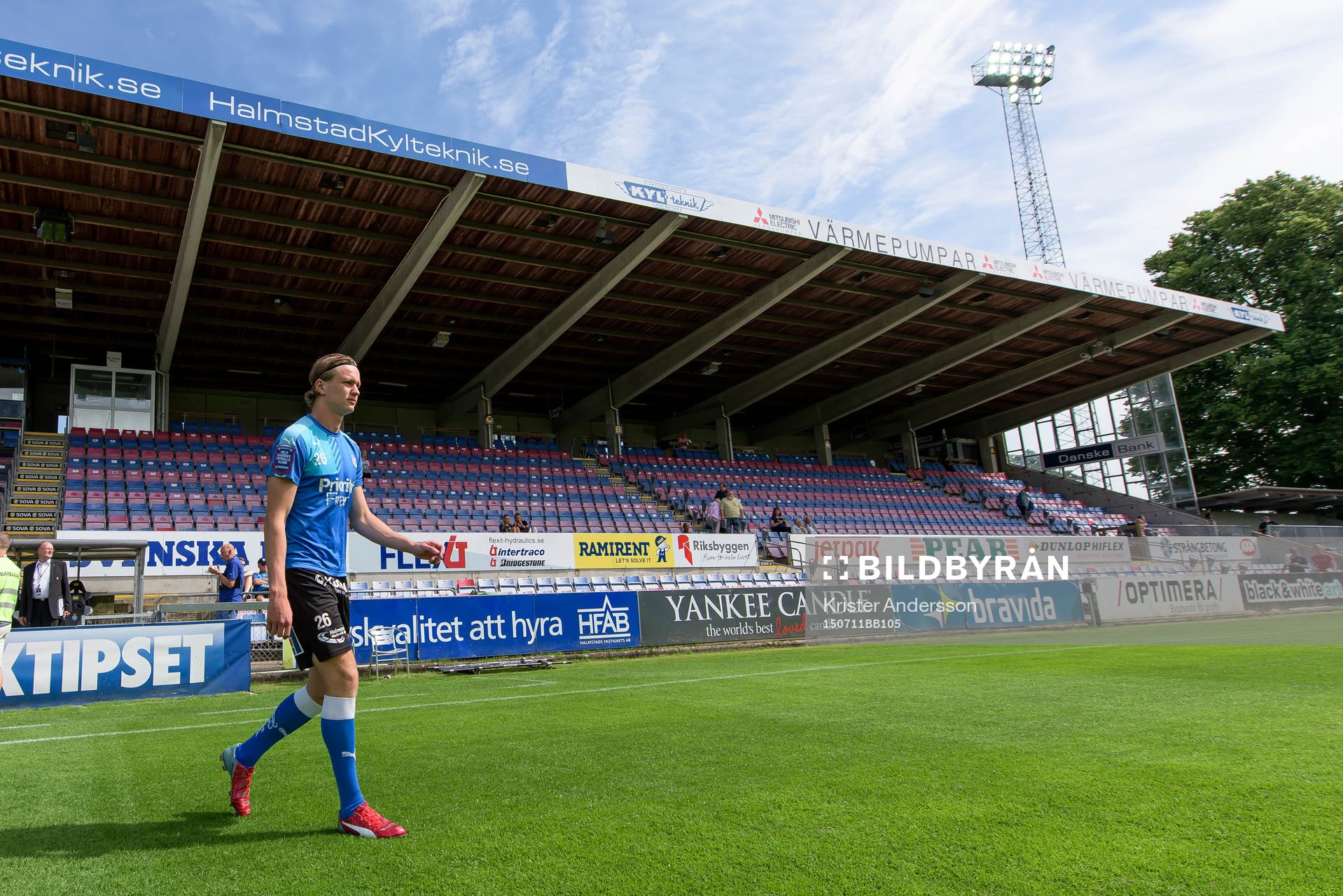 Halmstads Jesper Westerberg före fotbollsmatchen i Allsvenskan mellan Halmstad och Kalmar den 11 juli 2015 i Halmstad.