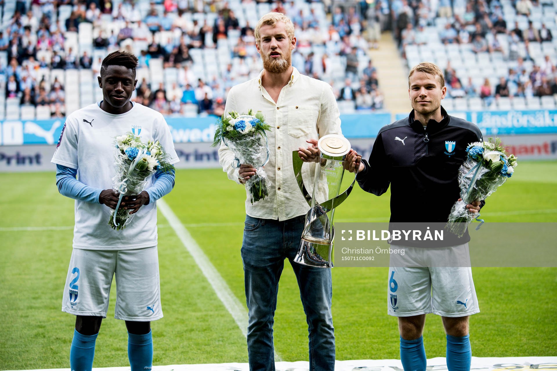 Malmö FFs Pa Konate,  Filip Helander och Oscar Lewicki