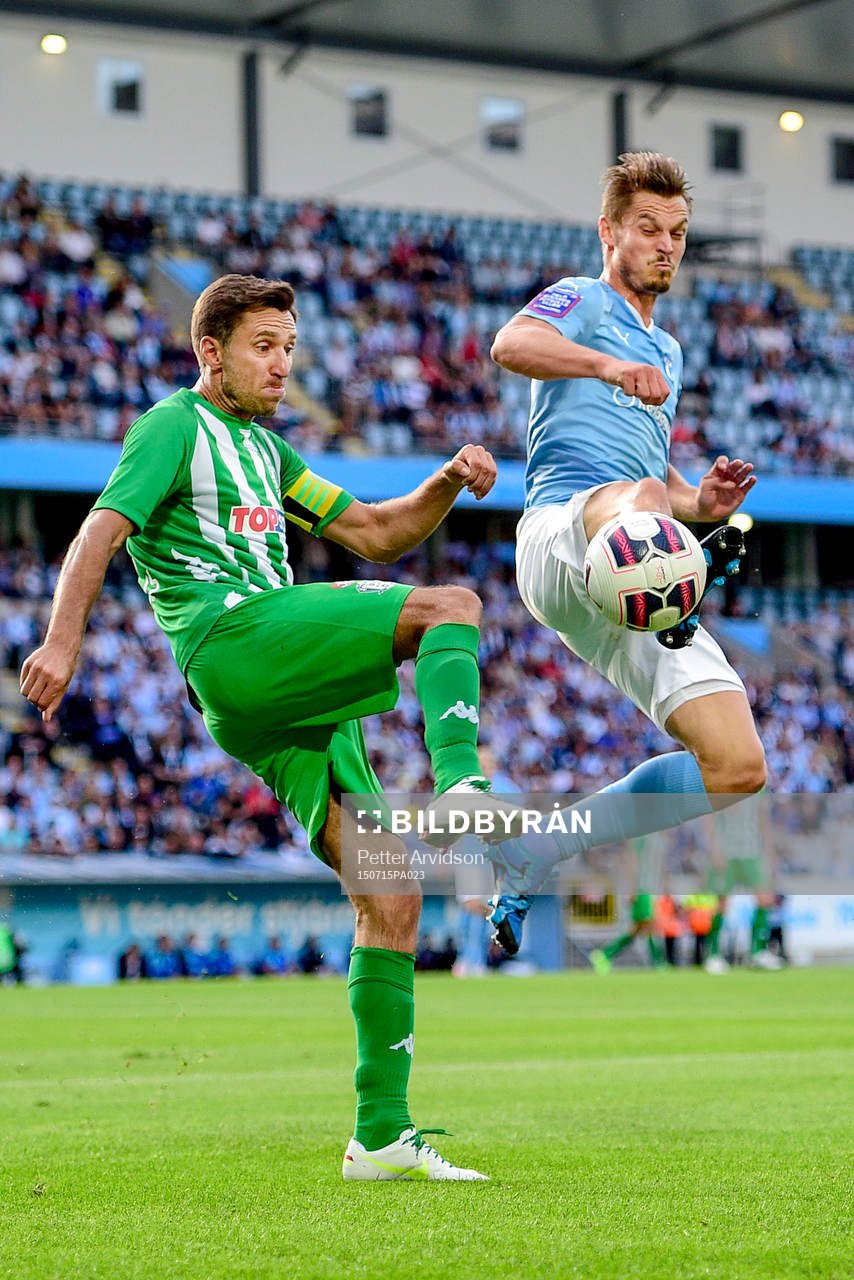 Zalgiris Deividas Semberas och Malmö FFs Markus Rosenberg