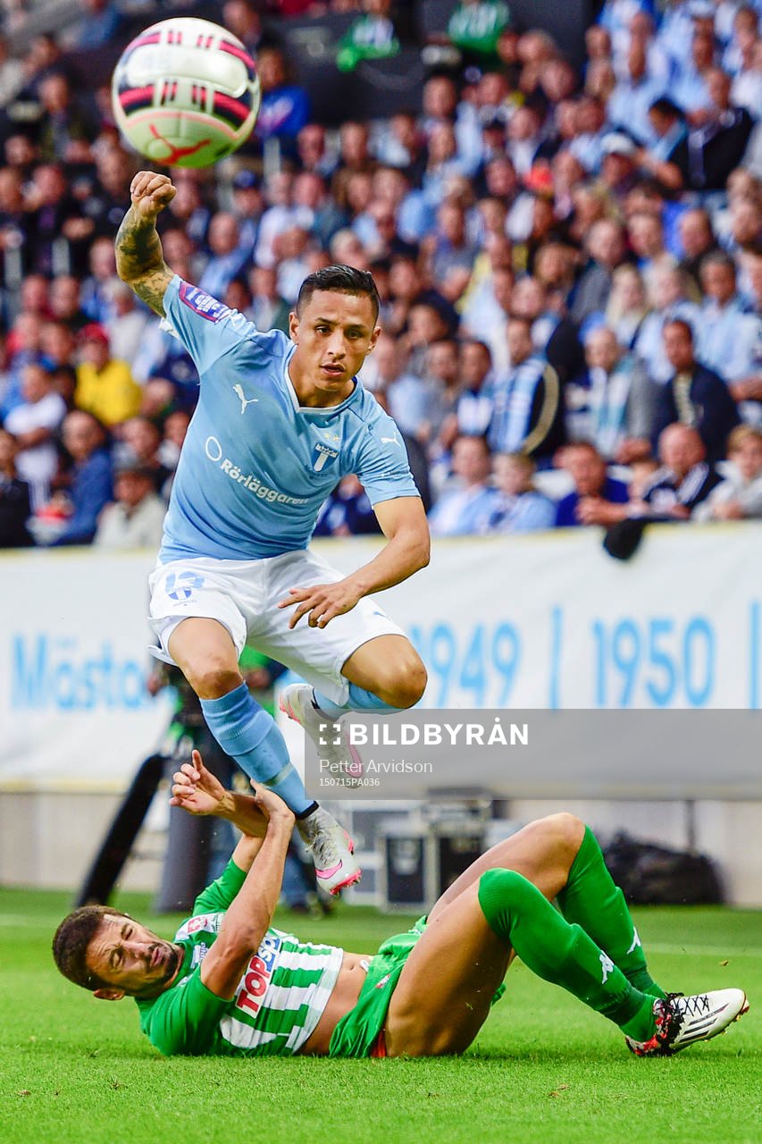 Malmö FFs Victor Yoshimar Yotun Flores och Zalgiris Jorge