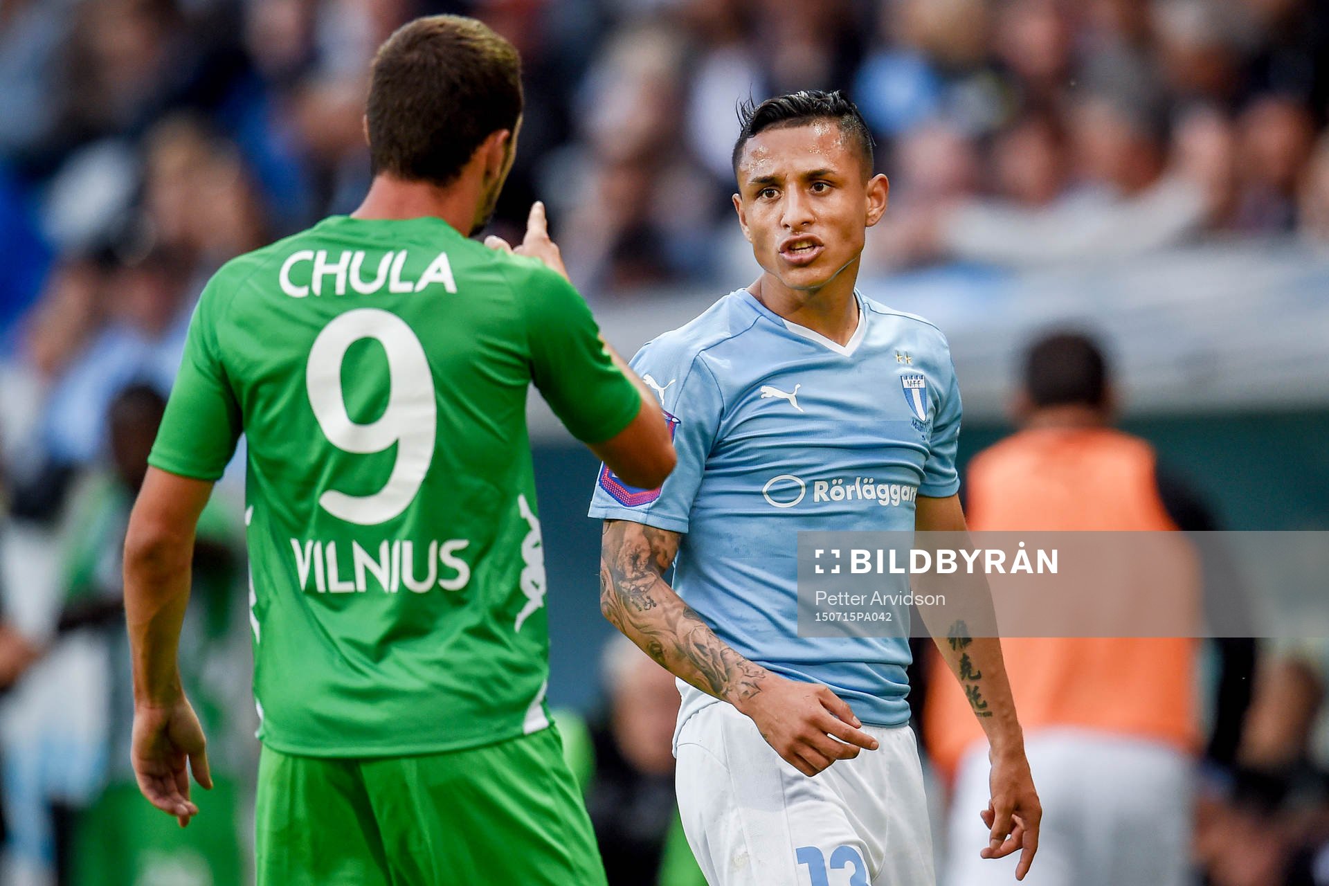 Känslor mellan Zalgiris Jorge Chula och Malmö FFs Victor