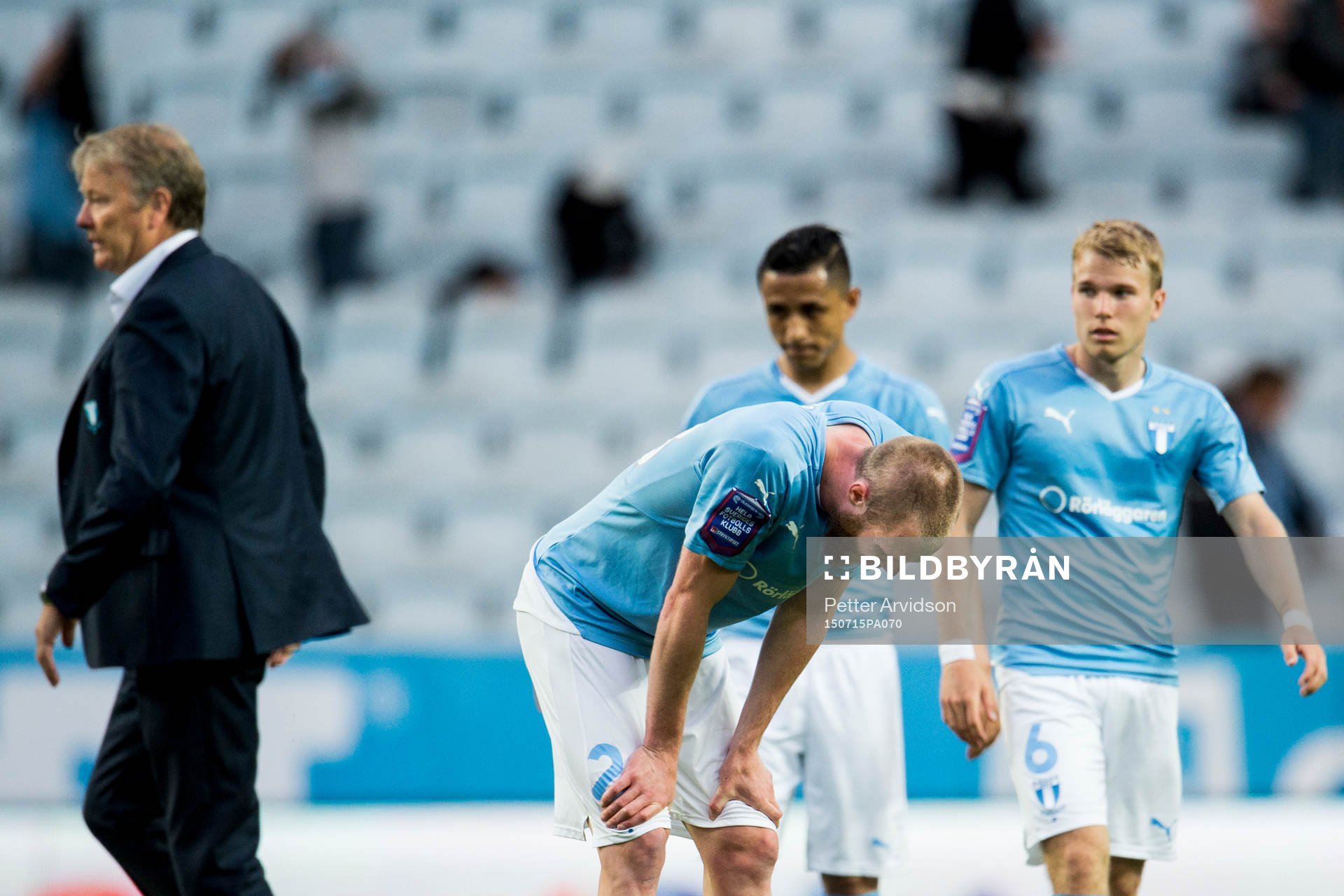 Malmö FFs Jo Inge Berget och i bakgrunden tränare Åge