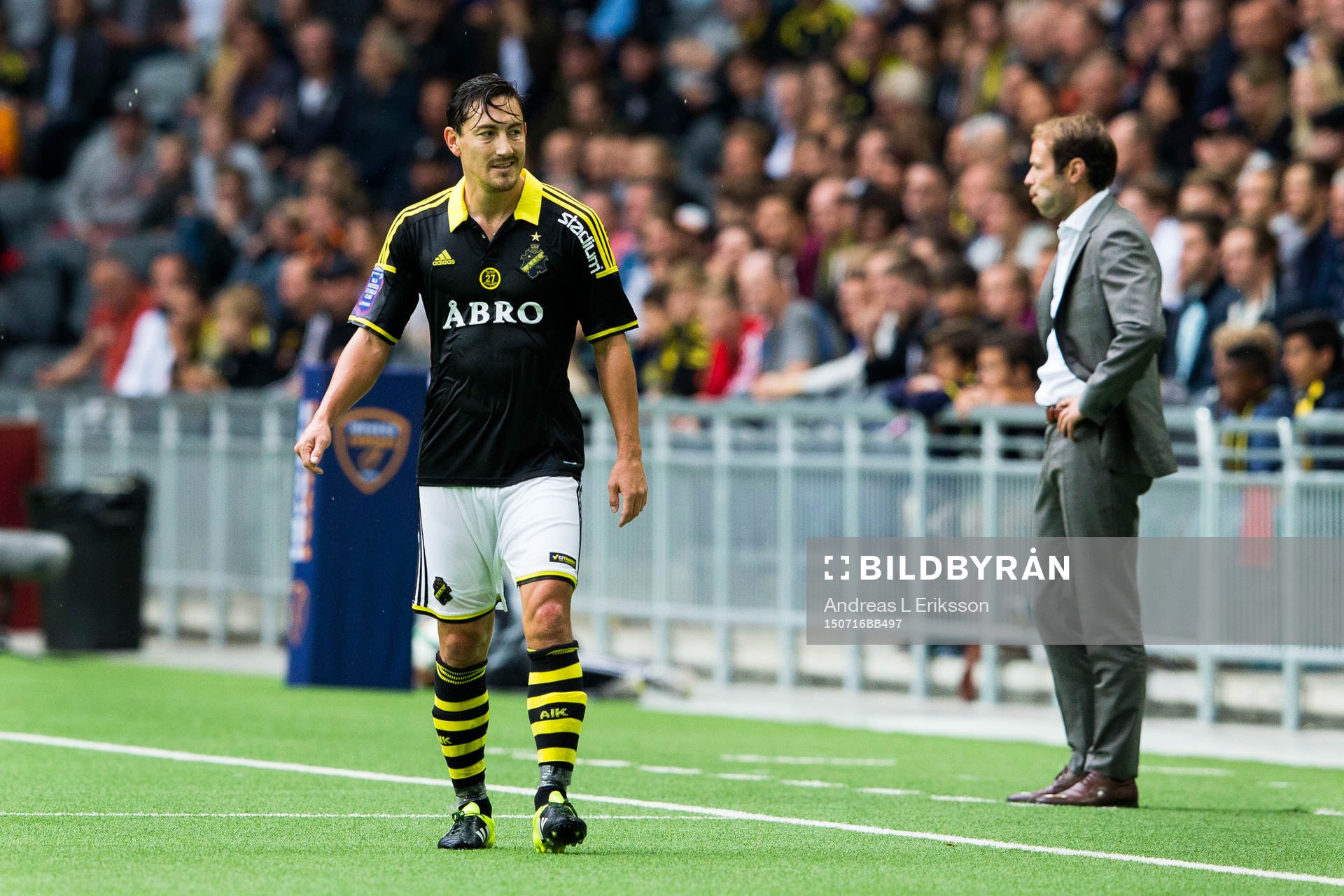 s Stefan Ishizaki och AIK:s tränare Andreas Alm