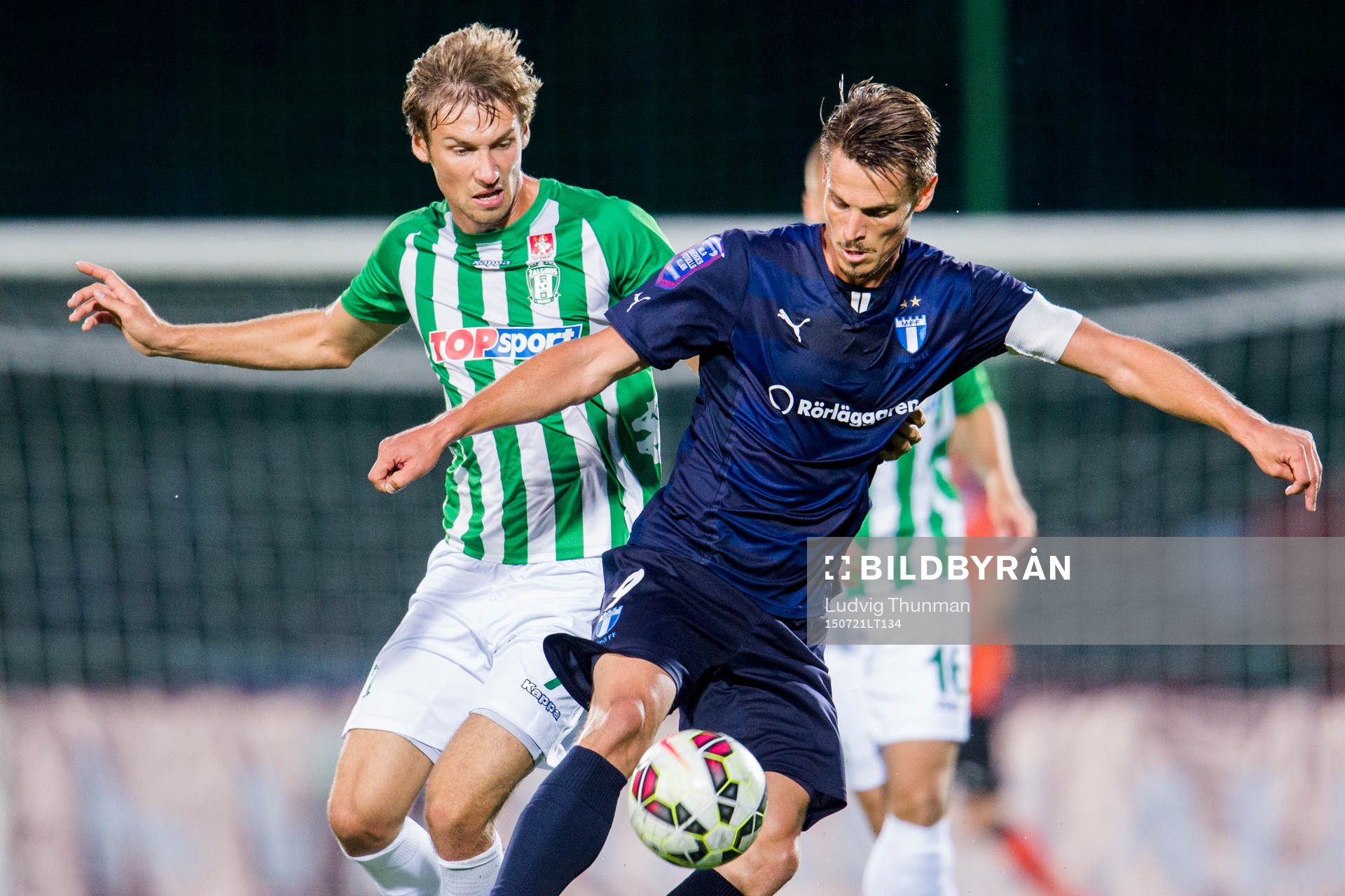 Zalgiris Yuri Kendysh och Malmö FFs Markus Rosenberg