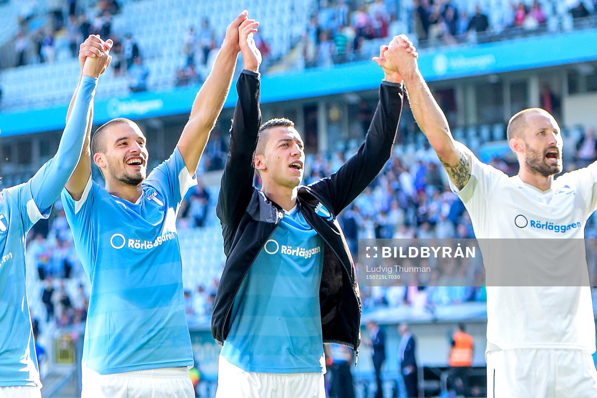 Malmö FFs Vladimir Rodic , Nikola Djurjic och målvakt